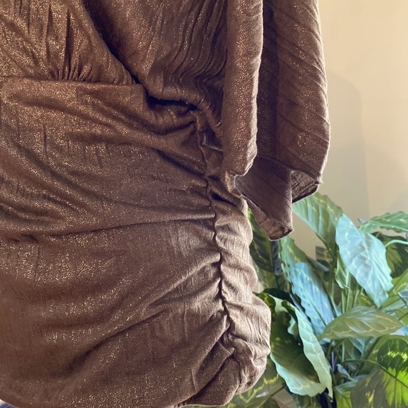 Y2K le Château  boat neck blouse, brown & gold threading, ruched sides & waist🤎 - Picture 3 of 9